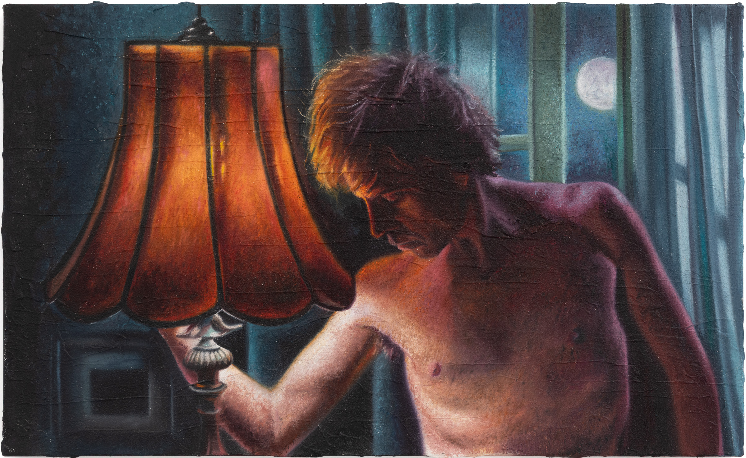 Billy Gibney, Home Body, 2026, Oil, volcanic rock and marble dust on canvas, 36 1/5 × 22 × 1 2/5 in | 92 × 56 × 3.5 cm