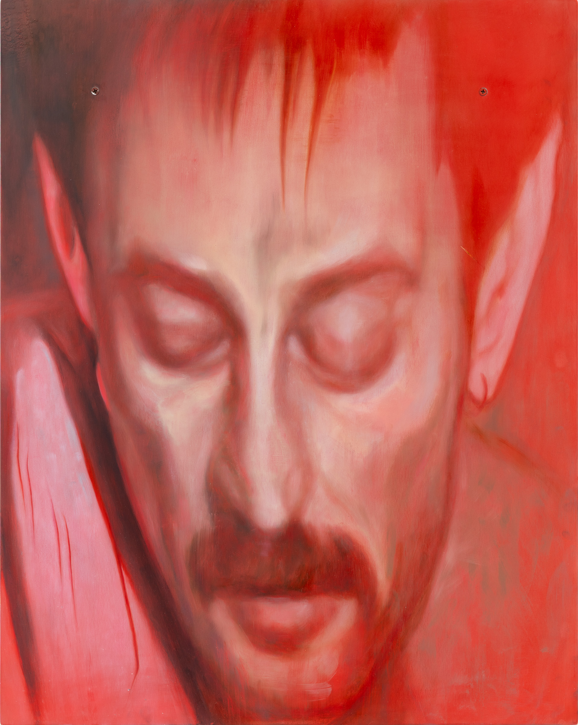 Sam Lipp, SCUM, 2023, Oil on steel, screws, 39 × 31 in | 99.1 × 78.7 cm