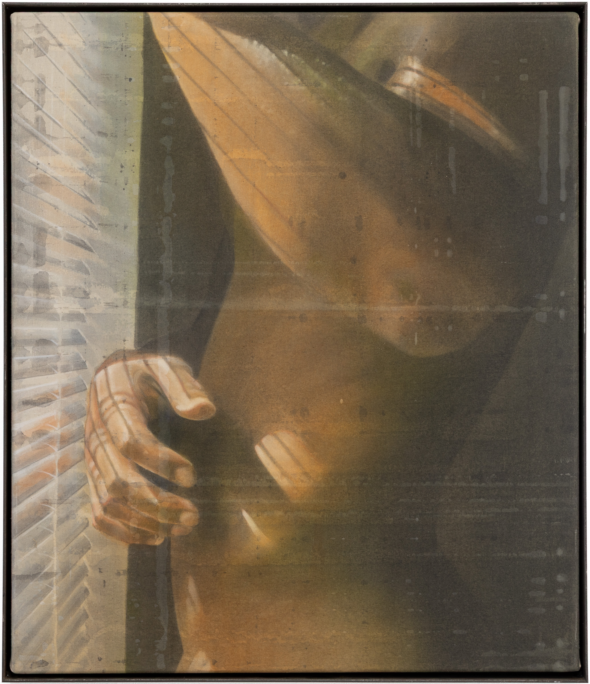 Graham Silveria Martin, Looking, 2025, Acrylic on calico, steel frame, 24 2/5 × 28 3/10 × 1 3/5 in | 62 × 72 × 4 cm