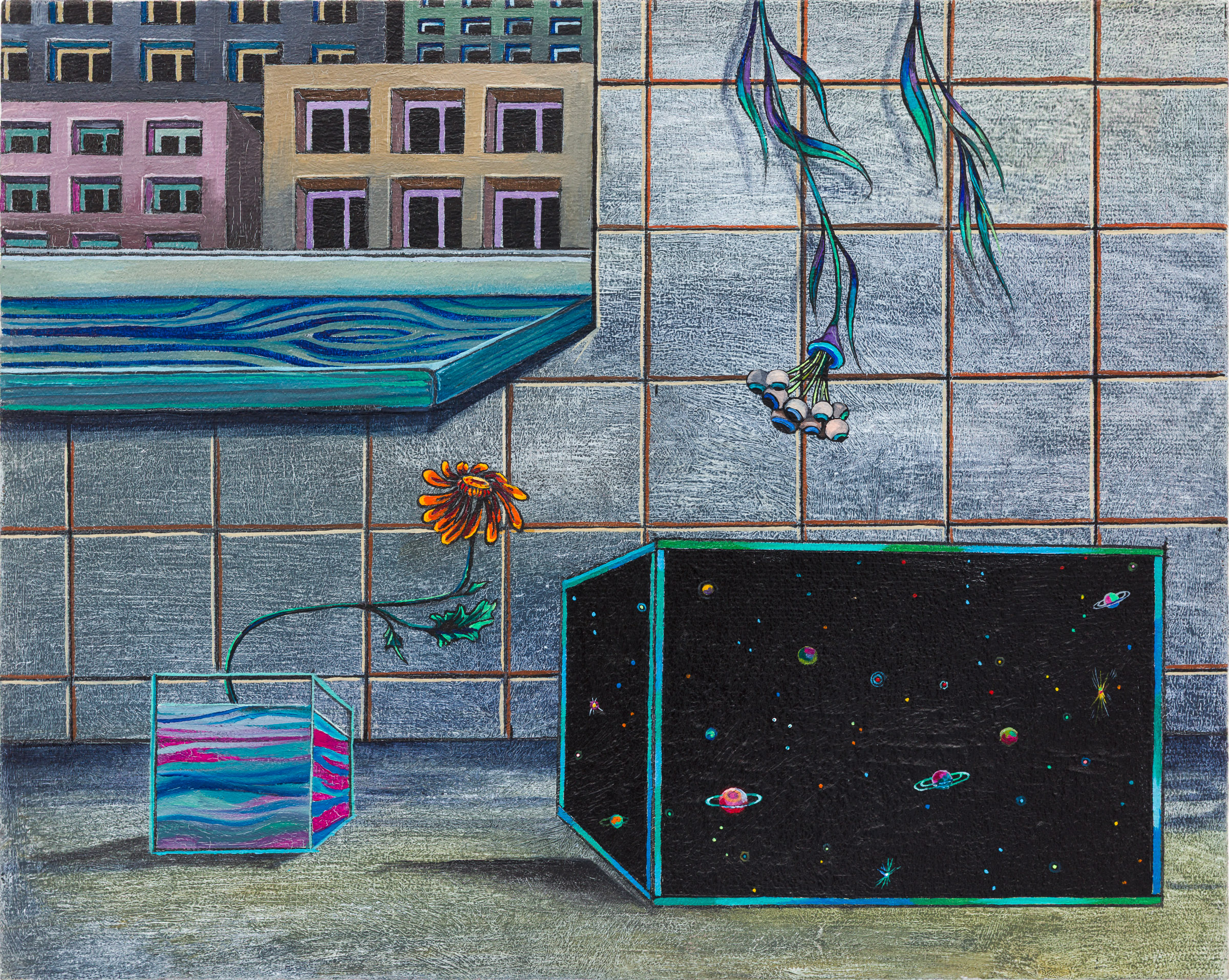 Emma Păvăloaia, Natură statică cu cerariu, 2025, Signed, titled and dated verso, Oil on canvas, 40.5 × 50.5 cm