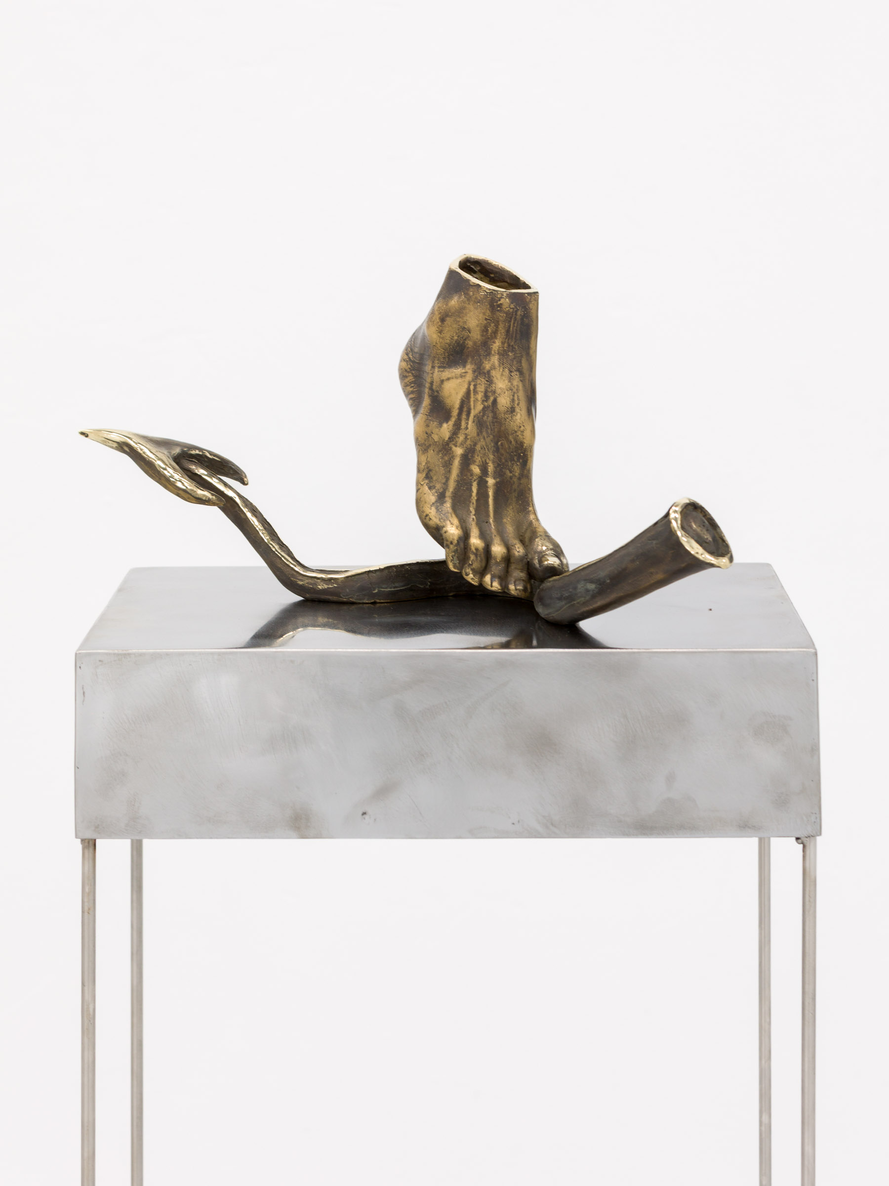 Emma Păvăloaia, Stepping on the Devil's Tail, 2026, Bronze and mixed metal alloys, 127 × 45 × 31 cm